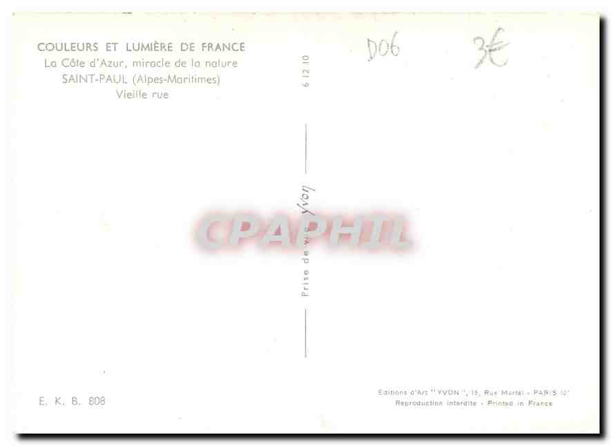 CPM Couleurs et Lumiere de France La Cote d'Azur miracle de la nature Saint Paul Alpes Maritimes Vie — Rückseite