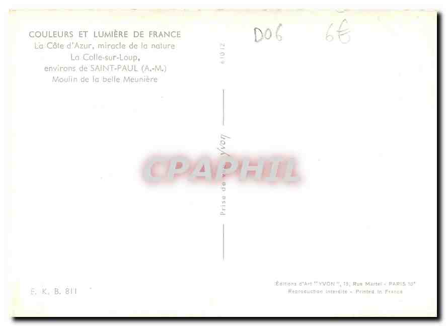 CPM Couleurs et Lumiere de France La Cote d'Azur miracle de la nature La Colle sur Loup environs de  — Rückseite