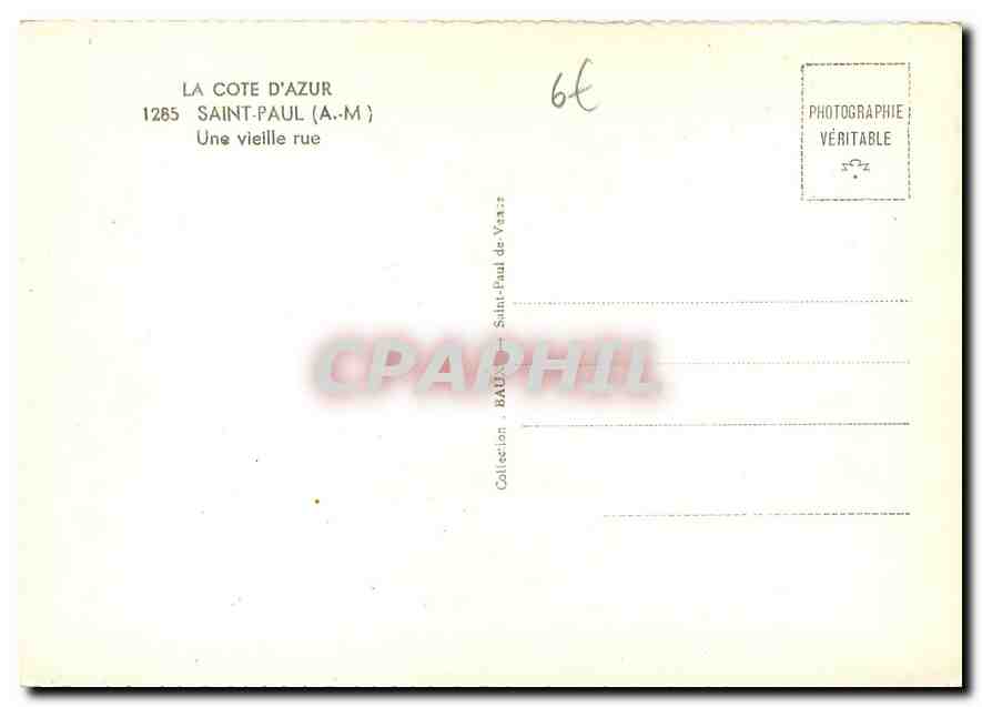 CPM La Cote d'Azur Saint Paul A M Une vieille rue  — Rückseite