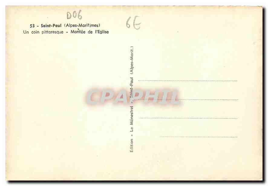 CPM Saint Paul Alpes Mariimes Un coin pittoresque Montee de l'Eglise  — Rückseite