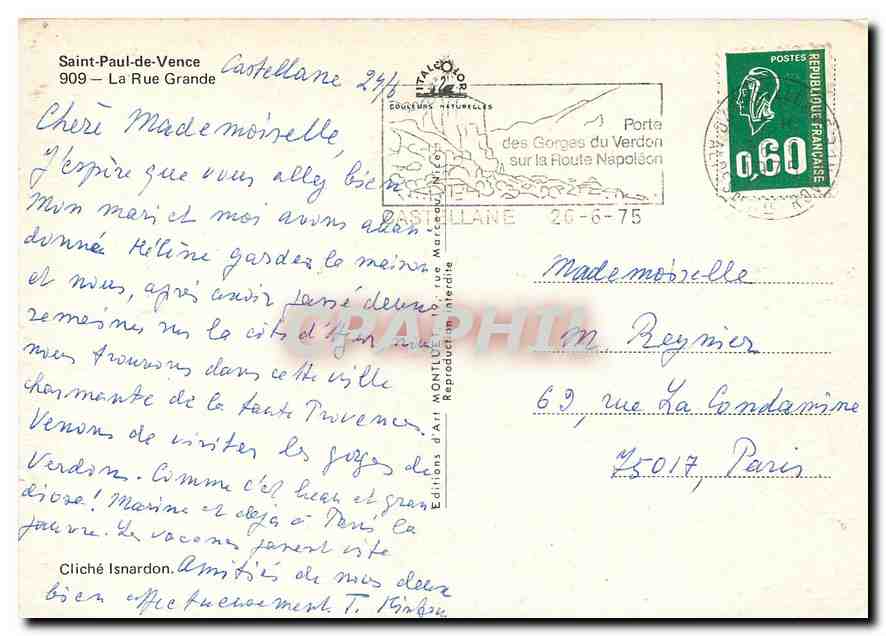 CPA Saint Paul de Vence Le Rue Grande Le Menestrel — Rückseite