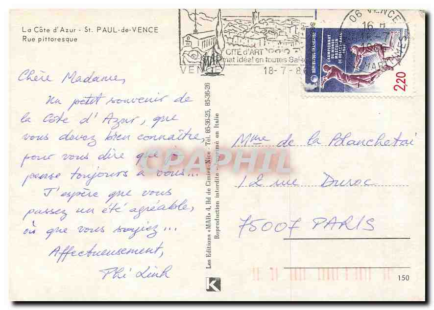 CPA La Cote d'Azur St Paul de Vence Rue pittoresque  — Verso