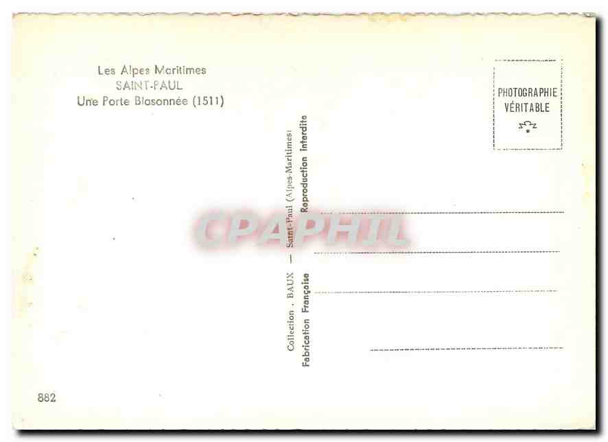 CPA Les Alpes Maritimes Saint Paul Une Porte Blasonnee  — Verso