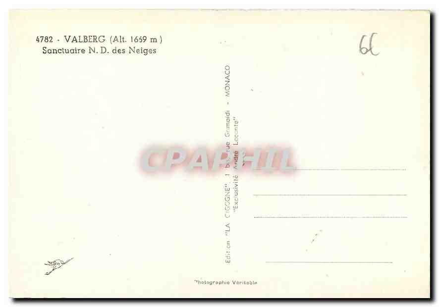 CPA Valberg Sanctuaire N D des Neiges  — Verso