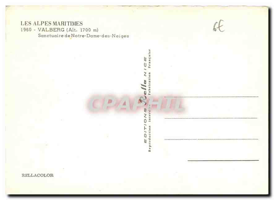 CPA Les Alpes Maritimes Valberg Sanctuaire de Notre Dame des Neiges  — Rückseite