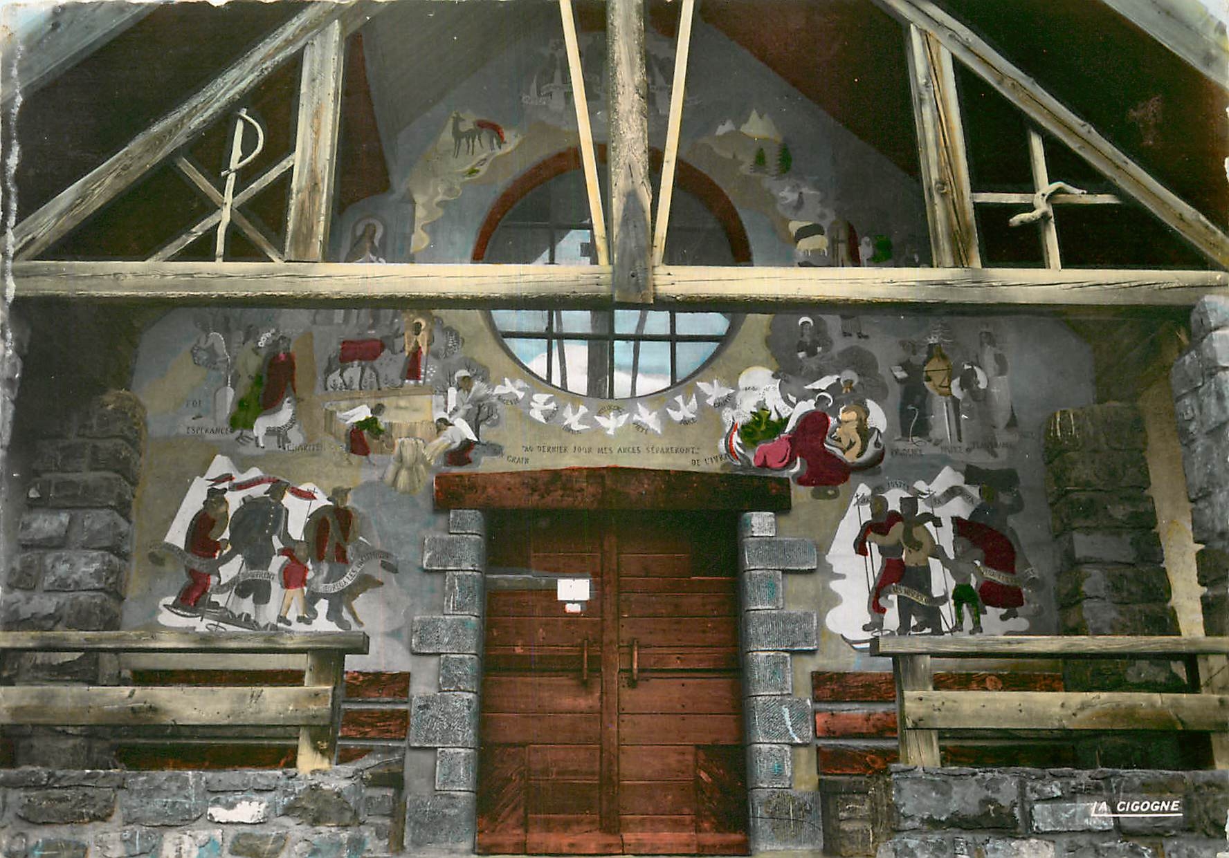 CPA Valberg Sanctuaire de Notre Dame des Neiges Le porche Fresques de Cassarini 