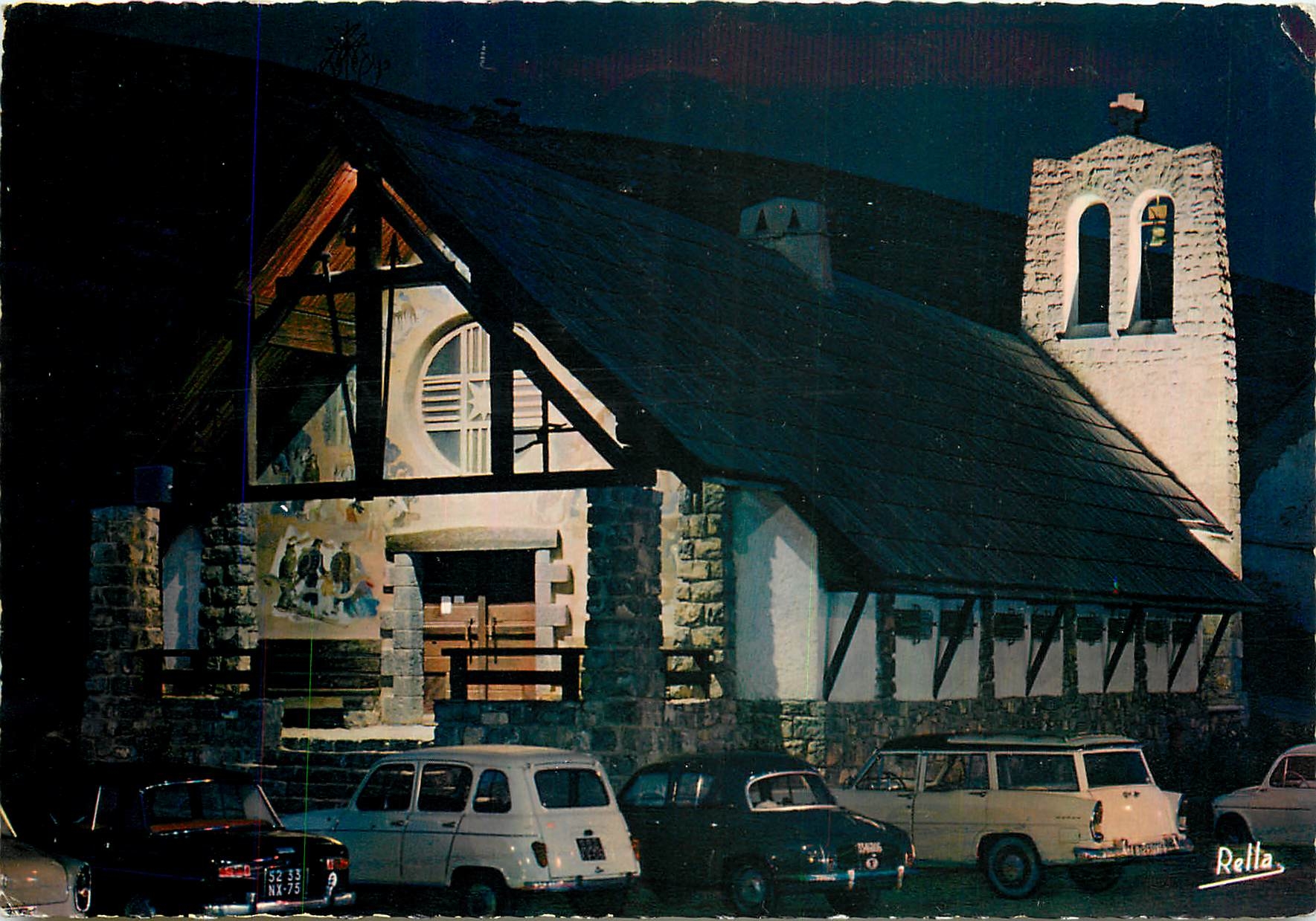 CPM Les Alpes Maritimes Valberg la nuit Sanctuaire de Notre Dame des Neiges 