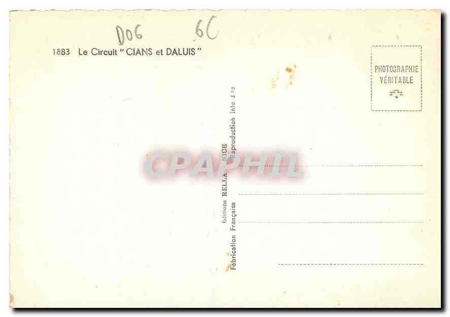 CPM Les Circuit Cians et Daluis Valberg Beuil Entrevaux — Verso