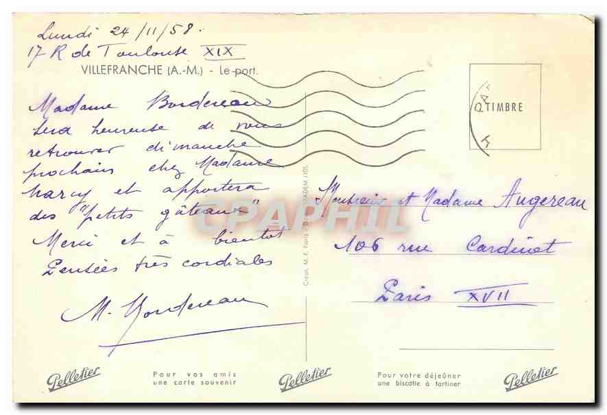 CPM Villefranche A M Le Port  — Rückseite