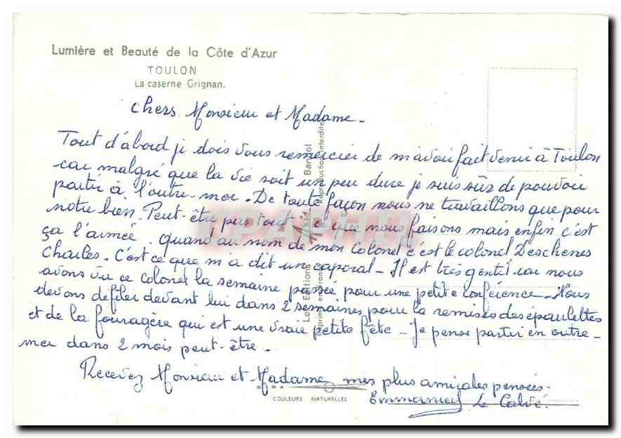 Die Kaserne Grignan — Toulon — Éditions Grignan — Rückseite