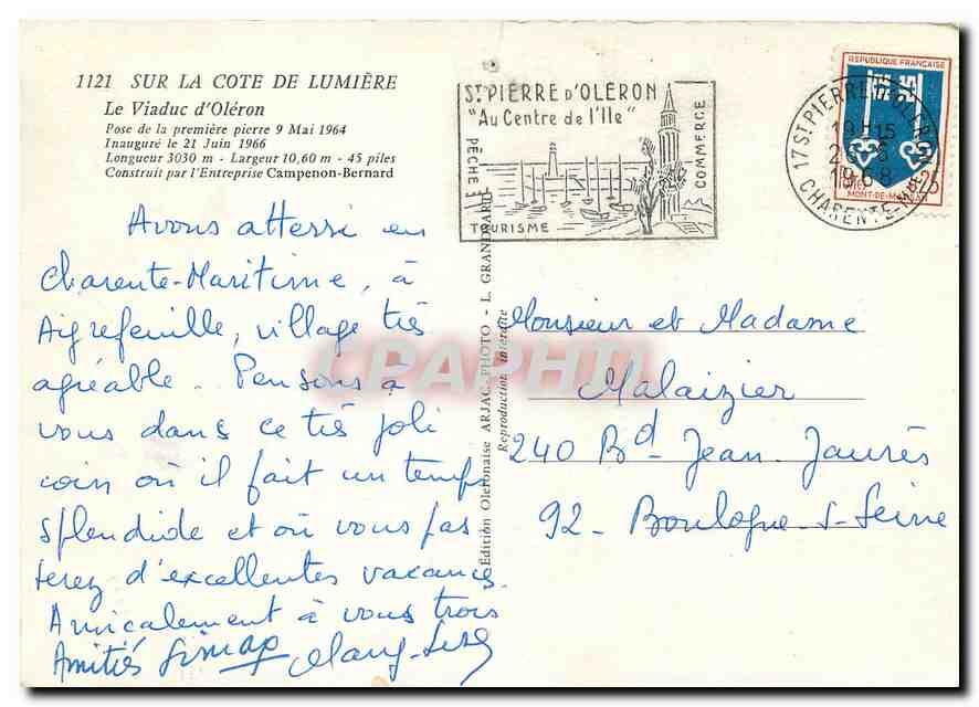 CPM Sur la Cote de Lumiere Le Viaduc d'Oleron  — Back