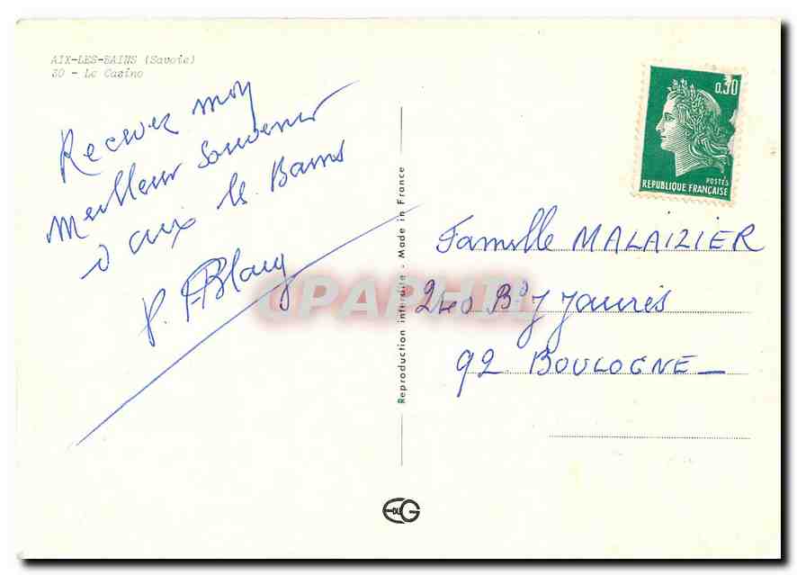 CPM Aix les Bains Savoie Le Casino  — Rückseite