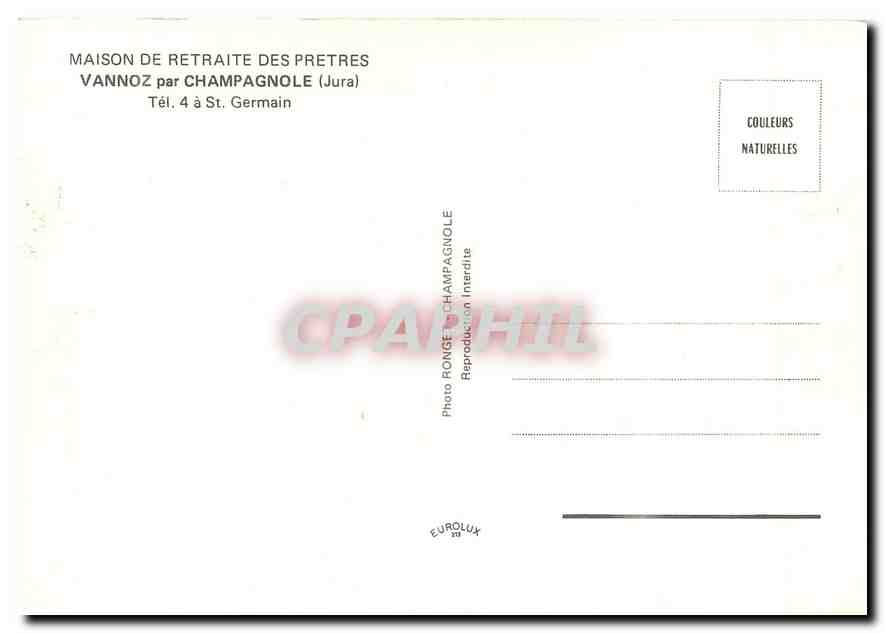 CPM Maison de Retraite des pretres Vannoz par Champagnole Jura  — Rückseite