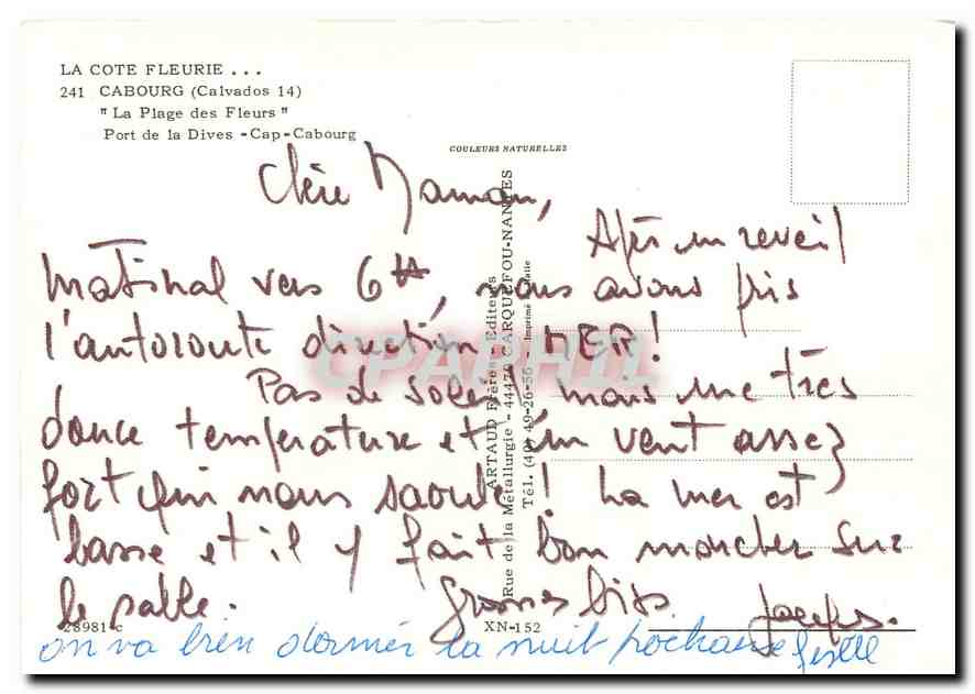 CPM La Cote Fleurie Cabourg Calvados La Plage des Fleurs Port de la Dives Cap Vabourg  — Rückseite