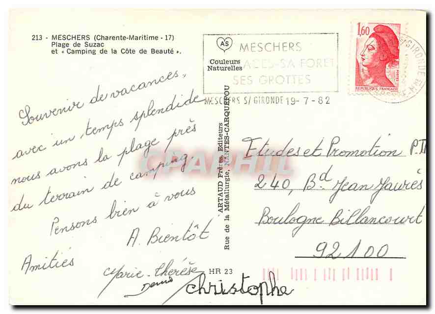 CPM Meschers Charente Maritime Plage de Suzac et Camping de la Cote de Beaute  — Back