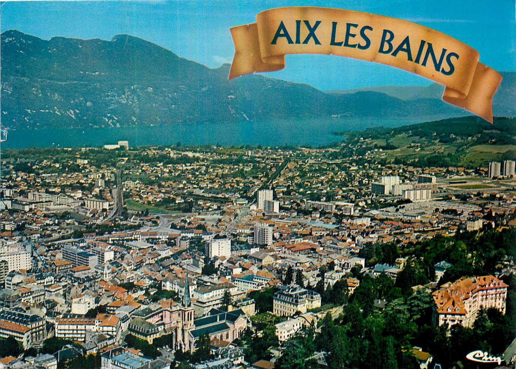 CPM Aix les Bains Savoie Vue generale et le lac du Bourget 