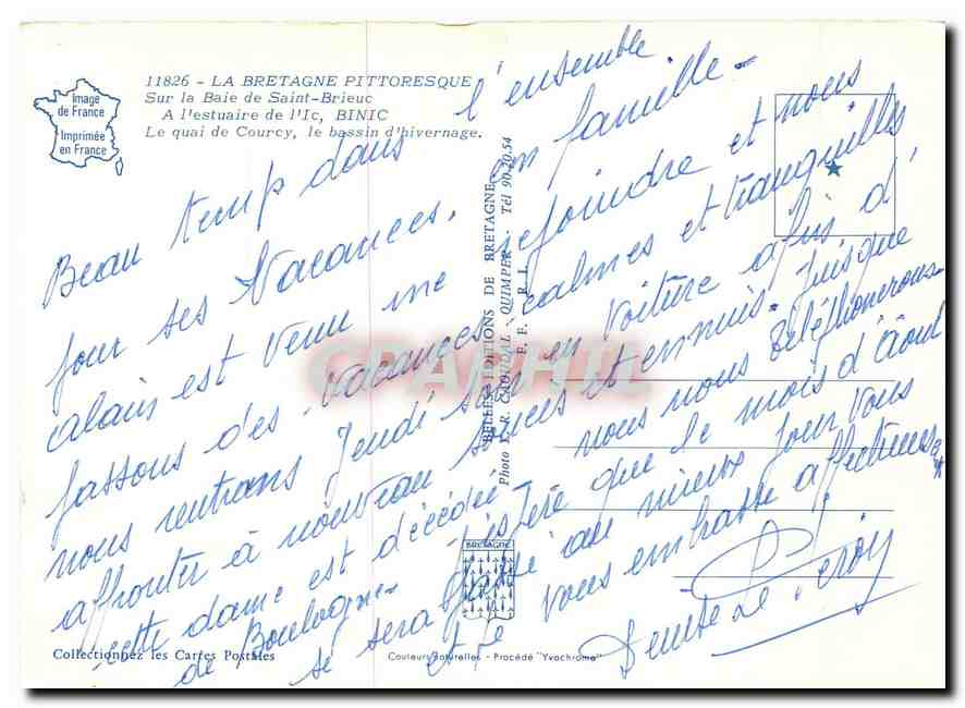 Bassin d'hydravion de Binic — La Bretagne pittoresque — Éditions de Bretagne, n°11826 — Verso
