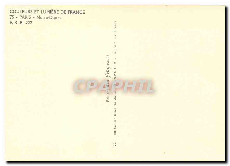 CPM Couleurs et Lumiere de France Paris Notre Dame  — Rückseite