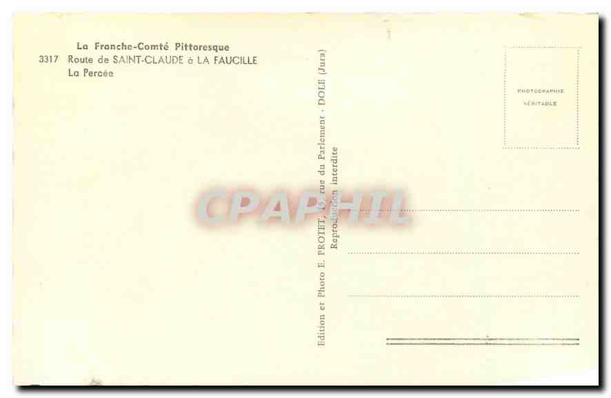 CPM La Franche Comte Pittoresque Route de Saint Claude a La Faucille La Percee  — Back