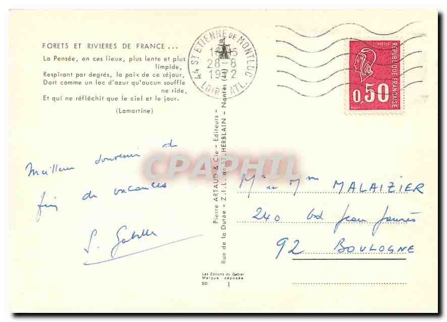 CPM Forets et Rivieres de France  — Rückseite