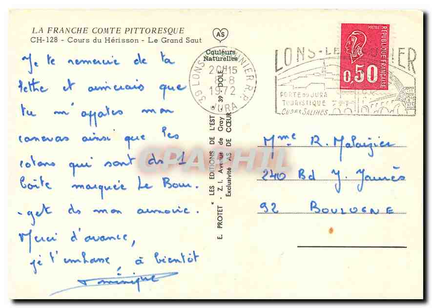 CPM La Franche Comte Pittoresque Cours du Herisson Le Grand Saut  — Rückseite