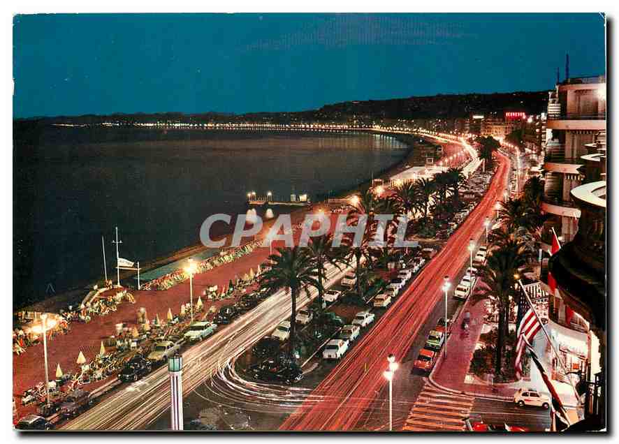 CPM La Cote d'Azur Nice La Promenade des Anglais la nuit 