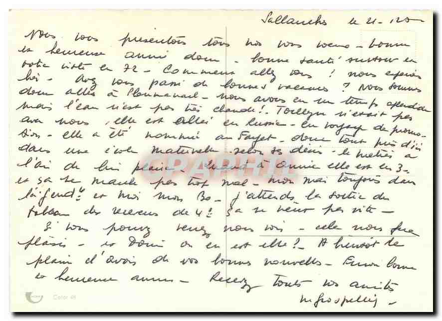 CPM Bonne Annee  — Verso