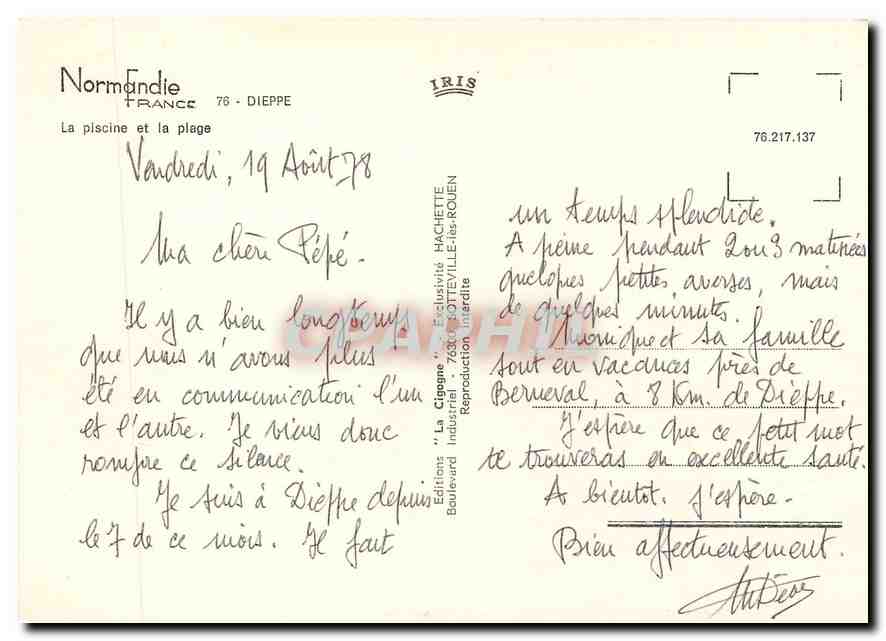 CPM Normandie France Dieppe La piscine et la plage  — Rückseite