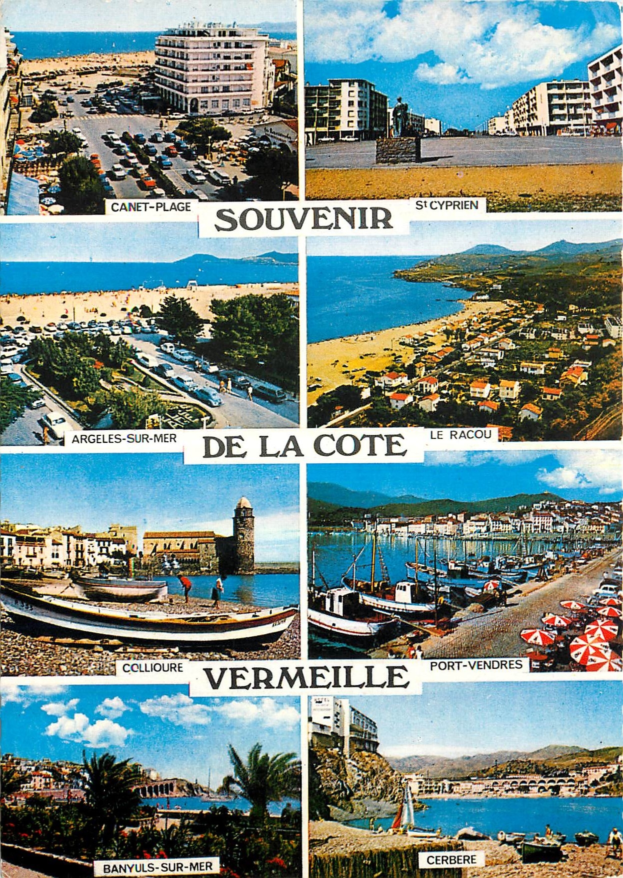 CPM Souvenir de la Cote Vermeille Canet Plage St Cyprien Argeles sur Mer Le Racou Collioure