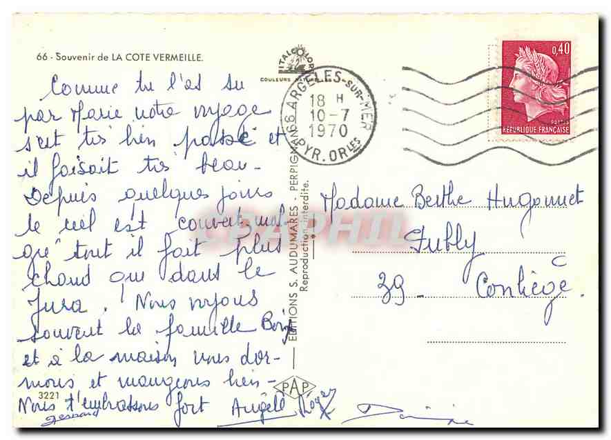 CPM Souvenir de la Cote Vermeille Canet Plage St Cyprien Argeles sur Mer Le Racou Collioure — Rückseite