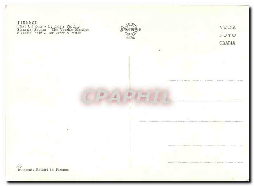 CPM Firenze Place Place Signoria le Palais Vecchio  — Rückseite