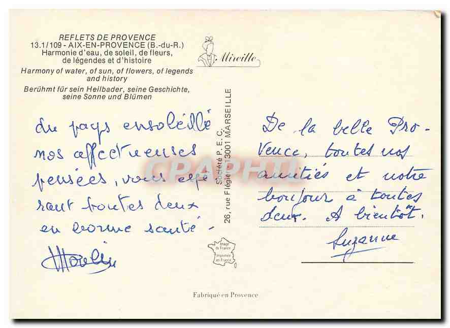 Aix-en-Provence — vue panoramique — Société P. E. C. Marseille — Verso