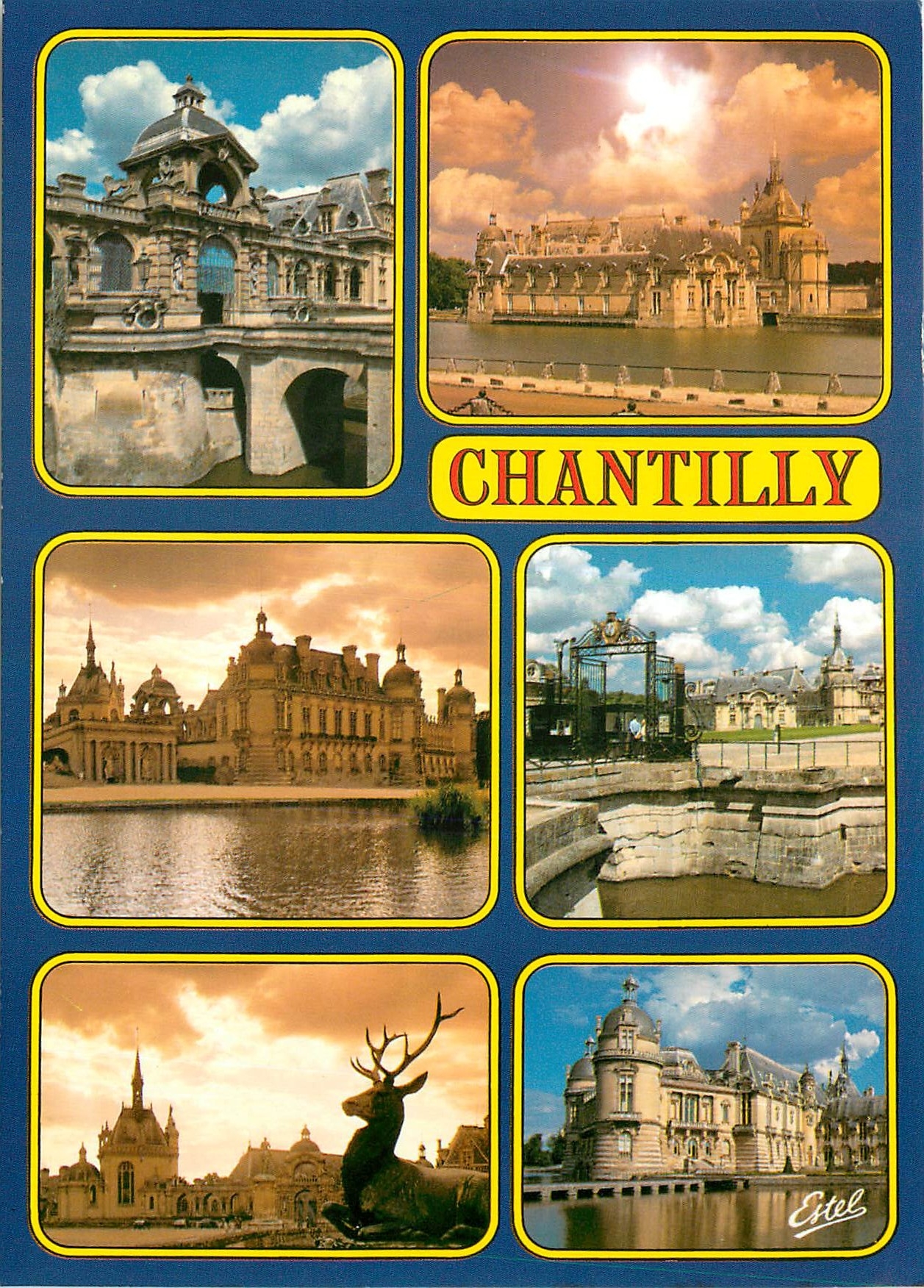 CPM Le Valois Chantilly Oise Entree du Grand Chateau Vue d'ensemble du Petit Chateau Le Grand Chatea