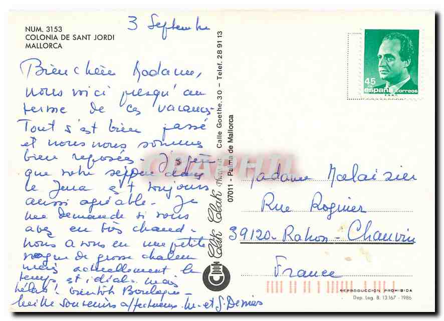 CPM Colonia de Sant Jordi Mallorca  — Rückseite