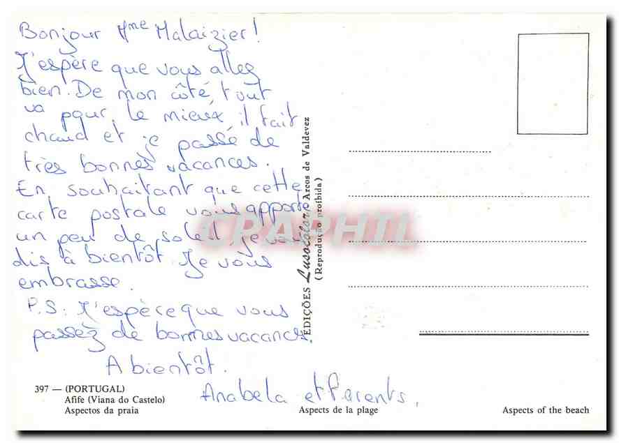 CPM Portugal Afife Viana do Castelo Aspectos da praia  — Back
