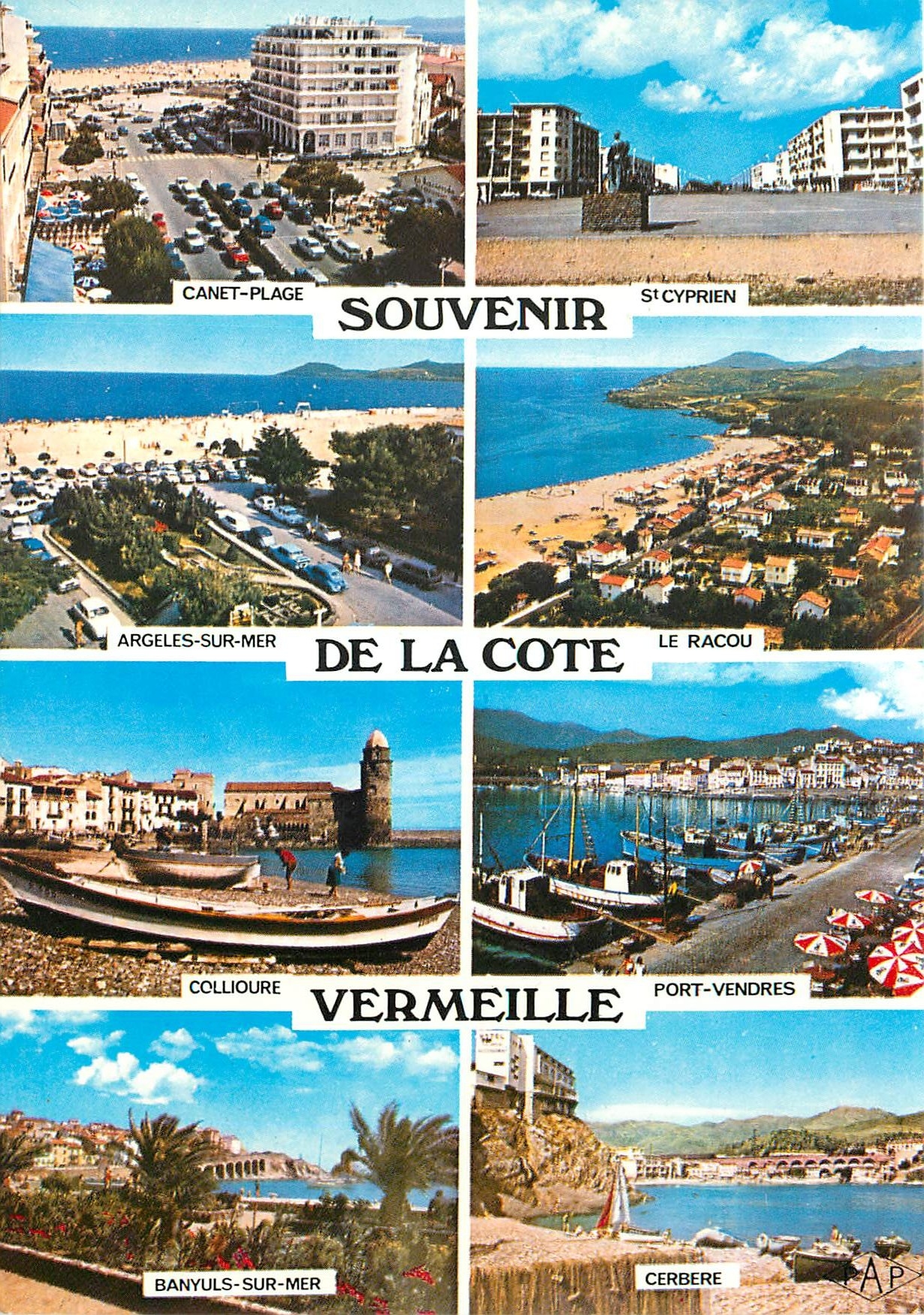CPM Souvenir de la Cote Vermeille Canet Plage St Cyprien Argeles sur Mer Le Racou Collioure Banyuls 