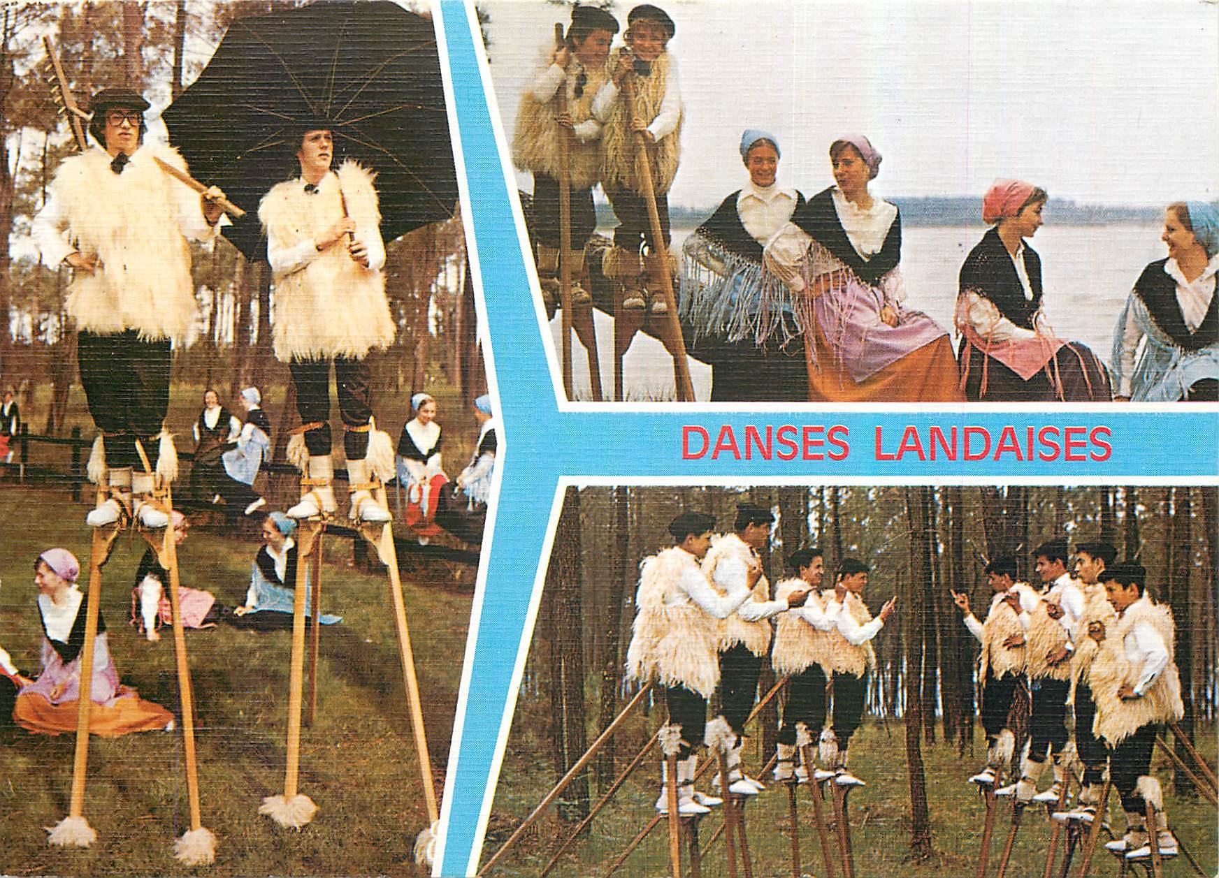 CPM Landes Danses Landaises Les echassiers et leurs compagnes Les echassiers dans la Foret Les echas