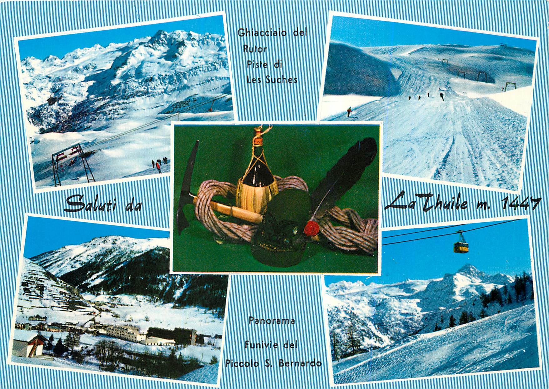 CPM Saluti da La Thuile Panorama Funivie del Piccolo S Bernardo 