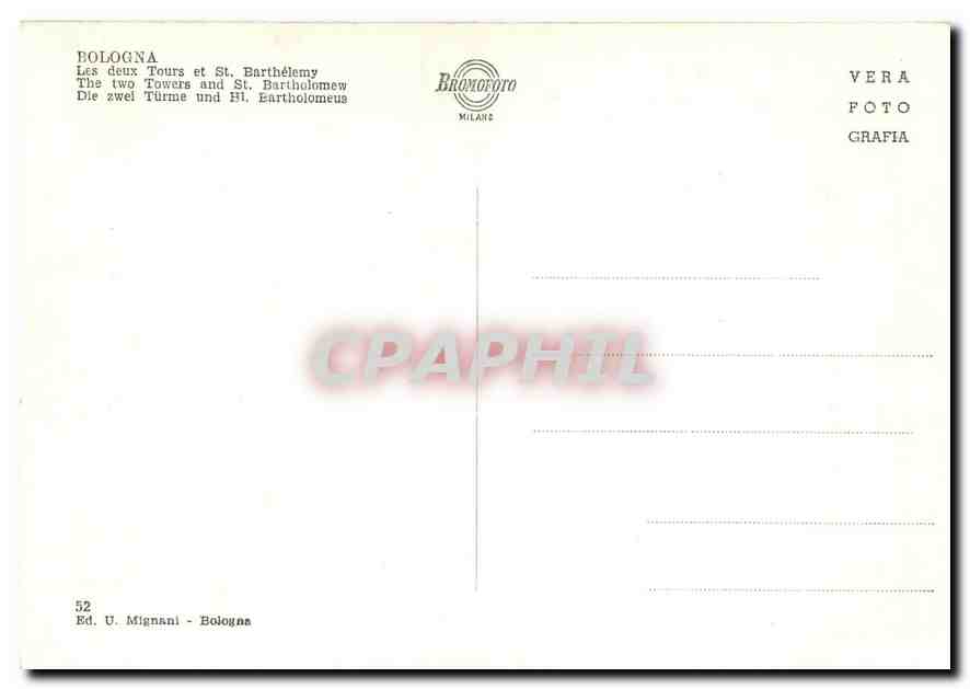 CPM Bologna Les deux Tours et St Barthelemy  — Rückseite