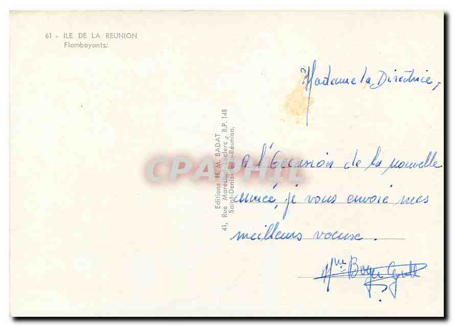 CPM Ile de la Reunion Flamboyants  — Rückseite