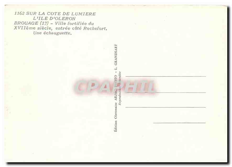 CPM Sur la Cote de Lumiere L'Ile d'Oleron Brouage Ville fortifiee entree cote Rochefort Une echaugue — Back
