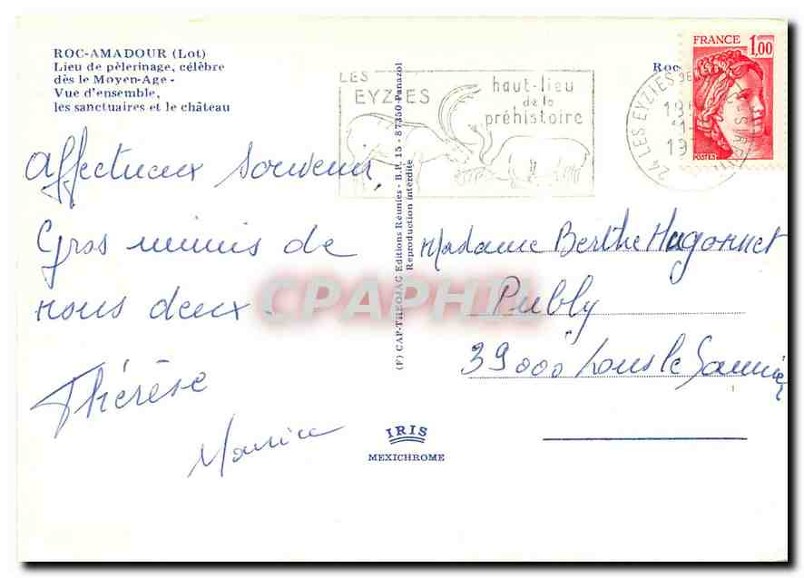 Roc-Amadour (Lot) — Pilgerstätte, seit dem Mittelalter berühmt — Les Éyzes, IRIS Mexichrome — Rückseite