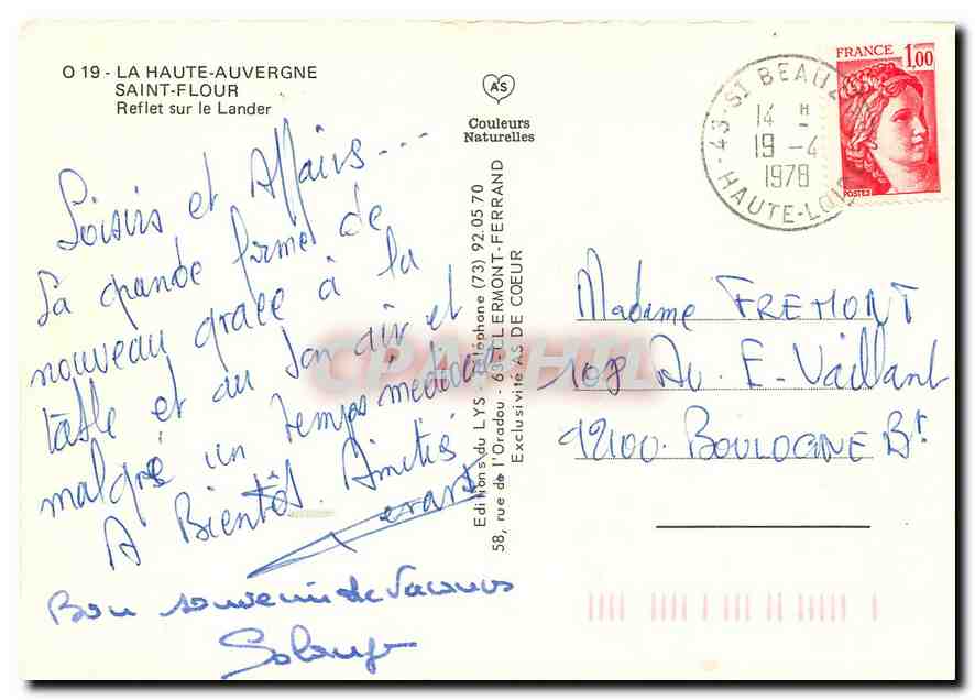 CPM La Haute Auvergne Saint Flour Reflet sur le Lander  — Rückseite