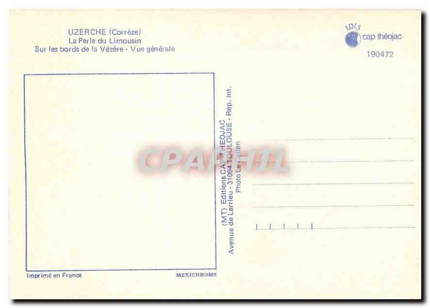 CPM Uzerche Correze La Perle du Limousin Sur les bords de la Vezere Vue generale  — Rückseite