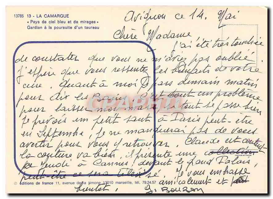 CPM La Camargue Pays de ciel bleu et de mirages Gardian a la poursuite d'un taureau  — Rückseite