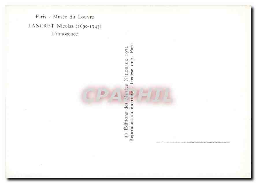 CPM Paris Musee du Louvre Lancret Nicolas L'innocence  — Rückseite