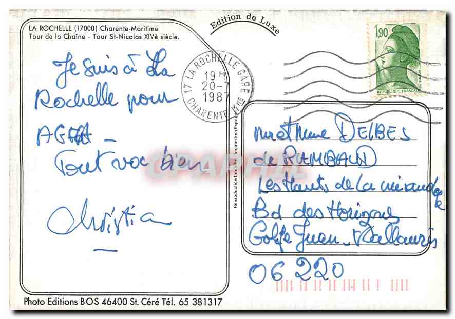 CPM La Rochelle Charente Maritime Tour de la Chaine Tour St Nicolas  — Verso