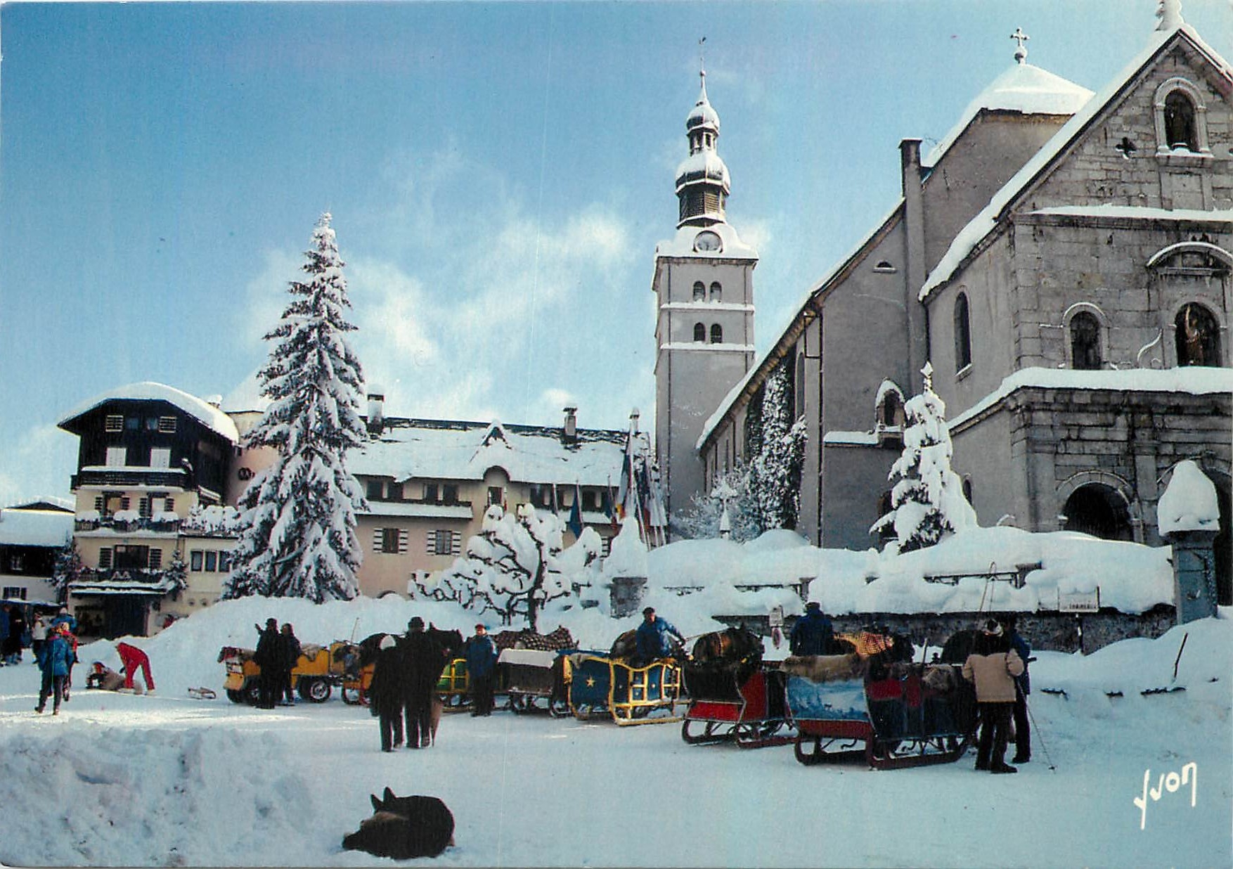 Mégeve — The Church Square and the Sleds — Éditions d'Art Jean-Jaurès