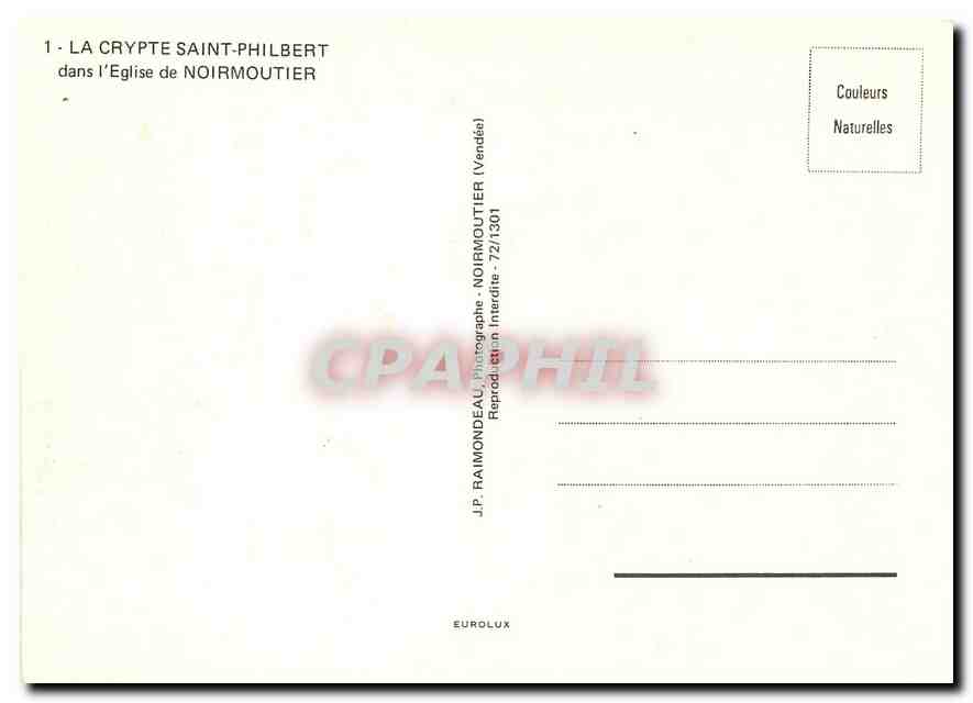 CPM La Crypte Saint Philbert dans l'Eglise de Noirmoutier  — Back