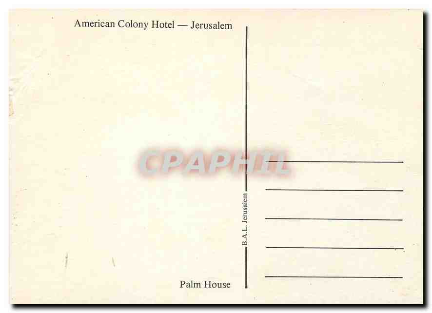 CPM American Colony Hotel Jerusalem  — Rückseite